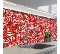 KitchenYeah© Splashback for kitchen 32"x98" / 80x250 cm self-adhesive Back Splashes Kitchens Splash Guard Decor Blossom - Red - Patterns - Flowers