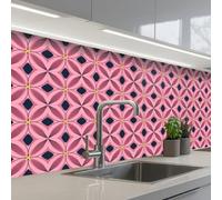 KitchenYeah© Splashback for kitchen 32"x98" / 80x250 cm self-adhesive Back Splashes Kitchens Splash Guard Decor Pattern - Petals - Pink - Blue