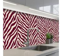 KitchenYeah© Splashback for kitchen 32"x98" / 80x250 cm self-adhesive Back Splashes Kitchens Splash Guard Decor Zebra - Motif - Bordeaux - Red