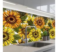 KitchenYeah© Splashback for kitchen 32"x98" / 80x250 cm self adhesive Sink Splash Splatter Guard Backsplash Decor Sunflower - Vintage - Design