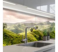 KitchenYeah© Splashback for kitchen 32"x98" / 80x250 cm self adhesive Sink Splash Splatter Guard Backsplash Decor Landscape - Hills - Green