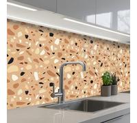 KitchenYeah© Splashback for kitchen 32"x98" / 80x250 cm self adhesive Sink Splash Splatter Guard Backsplash Decor Terrazzo - Pattern - Colorful - Orange