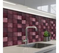 KitchenYeah© Splashback for kitchen 32"x98" / 80x250 cm self-adhesive Sink Splash Splatter Guard Splashbacks Walls Square - Tile - Pattern - Purple