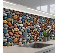 KitchenYeah© Splashback for kitchen 32"x98" / 80x250 cm self-adhesive Sink Splash Splatter Guard Splashbacks Walls Pastel - Matte - Pebbles