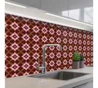 KitchenYeah© Splashback for kitchen 32"x98" / 80x250 cm self-adhesive Sink Splash Splatter Guard Splashbacks Walls Geometric - Ornate - Brown