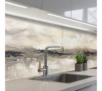 KitchenYeah© Splashback for kitchen 32"x98" / 80x250 cm self-adhesive Sink Splash Splatter Guard Splashbacks Walls Landscape - Horizon - Nature - Abstract - Neutral