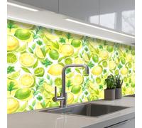 KitchenYeah© Splashback for kitchen 32"x98" / 80x250 cm self-adhesive Sink Splash Splatter Guard Splashbacks Walls Lemon - Yellow - Lime - Green