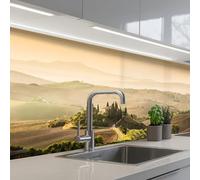 KitchenYeah© Splashback for kitchen 32"x98" / 80x250 cm self-adhesive Sink Splash Splatter Guard Splashbacks Walls Landscape - Tuscany - Morning Light