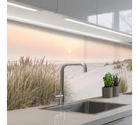 KitchenYeah© Splashback for kitchen 32"x98" / 80x250 cm self-adhesive Sink Splash Splatter Guard Splashbacks Walls Horizon - Dune landscape - Sand