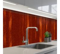 KitchenYeah© Splashback for kitchen 32"x98" / 80x250 cm self-adhesive Sink Splash Splatter Guard Splashbacks Walls Orange - Red - Rust - Metal
