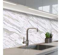 KitchenYeah© Splashback for kitchen 32"x98" / 80x250 cm self-adhesive Sink Splash Splatter Guard Splashbacks Walls Marble - White - Grey-green