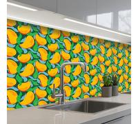 KitchenYeah© Splashback for kitchen 32"x98" / 80x250 cm self-adhesive Sink Splash Splatter Guard Splashbacks Walls Mango - Pattern - Fruit - Leaves