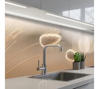KitchenYeah© Splashback for kitchen 32"x98" / 80x250 cm self-adhesive Sink Splash Splatter Guard Splashbacks Walls Haze tail grass - Grain hairs - Sunlight