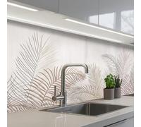 KitchenYeah© Splashback for kitchen 32"x98" / 80x250 cm self-adhesive Wall Protector Decor Panels Cooker Backsplash Leaves - Beige - Botanical - Vintage