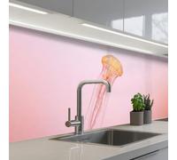 KitchenYeah© Splashback for kitchen 32"x98" / 80x250 cm self-adhesive Wall Protector Splash Back Cooker Backsplash Ornate - Jellyfish - Pink