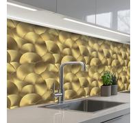 KitchenYeah© Splashback for kitchen 32"x98" / 80x250 cm self-adhesive Wall Protector Splash Back Cooker Backsplash Modern - Circle - Gold