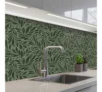 KitchenYeah© Splashback for kitchen 32"x98" / 80x250 cm self-adhesive Wall Protector Splash Back Cooker Backsplash Leaves - Organic - Green