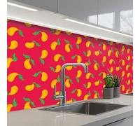 KitchenYeah© Splashback for kitchen 32"x98" / 80x250 cm self-adhesive Wall Protector Splash Back Cooker Backsplash Pink - Mango - Blue - Stripes