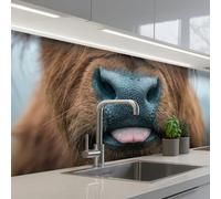KitchenYeah© Splashback for kitchen 32"x98" / 80x250 cm self-adhesive Wall Protector Splash Back Cooker Backsplash Scottish highlander - Nose - Brown