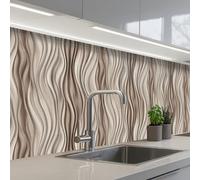 KitchenYeah© Splashback for kitchen 32"x98" / 80x250 cm self-adhesive Wall Protector Splash Back Cooker Backsplash Waves - 3D - Cream