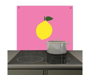 KitchenYeah© Splashback for kitchen 57x51 cm Splash Splatter Guard Backsplash Decor, Induction hob protector Lemon - Yellow - Fresh