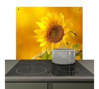 KitchenYeah© Splashback for kitchen 58x51 cm Wall Decor Panels Cooker Backsplash, Induction hob protector mat Sunflower - Flower - Yellow