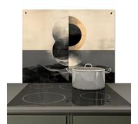 KitchenYeah© Splashback for kitchen 58x51 cm Wall Protector Splash Back Cooker Backsplash, Induction hob mat Circles - Shadow - Abstract