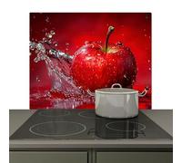 KitchenYeah© Splashback for kitchen 59x52 cm Back Splashes Kitchens Splash Guard Decor, Ceramic hob covers Apple - Water - Red