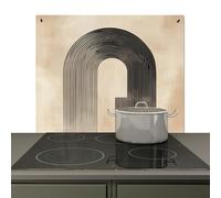 KitchenYeah© Splashback for kitchen 59x52 cm Splash Splatter Guard Backsplash Decor, Induction hob protector Bow - Stripes - Minimalist - Black