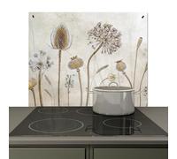 KitchenYeah© Splashback for kitchen 65x52 cm Wall Decor Panels Cooker Backsplash, Induction hob protector mat Flowers - Watercolour - Still Life - Brown - Vintage