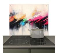 KitchenYeah© Splashback for kitchen 65x52 cm Wall Decor Panels Cooker Backsplash, Induction hob protector mat Dynamic - Abstract - Colorful - Black