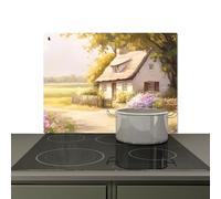 KitchenYeah© Splashback for kitchen 70x52 cm Wall Protector Splash Back Cooker Backsplash, Induction hob mat Cottage - Wood - Flowers