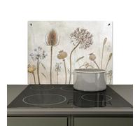 KitchenYeah© Splashback for kitchen 71x52 cm Wall Decor Panels Cooker Backsplash, Induction hob protector mat Flowers - Watercolour - Still Life - Brown - Vintage