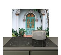 KitchenYeah© Splashback for kitchen 71x52 cm Wall Protector Splash Back Cooker Backsplash, Induction hob mat Door - Patterns - Plants