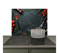 KitchenYeah© Splashback for kitchen 75x52 cm Splash Splatter Guard Backsplash Decor, Induction hob protector Still life - Herbs - Italian - Spices