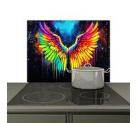 KitchenYeah© Splashback for kitchen 77x59 cm Back Splashes Kitchens Splash Guard Decor, Ceramic hob covers Rainbow colors - Wings - Magical