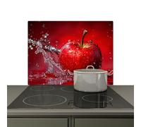 KitchenYeah© Splashback for kitchen 77x59 cm Back Splashes Kitchens Splash Guard Decor, Ceramic hob covers Apple - Water - Red