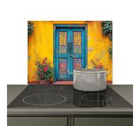 KitchenYeah© Splashback for kitchen 77x59 cm Splash Splatter Guard Splashbacks Walls, Induction hob cover Doors - Colorful - Plants
