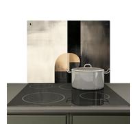KitchenYeah© Splashback for kitchen 77x59 cm Wall Decor Panels Cooker Backsplash, Induction hob protector mat Shapes - Modern - Black