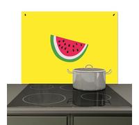 KitchenYeah© Splashback for kitchen 78x52 cm Splash Splatter Guard Backsplash Decor, Induction hob protector Fruit - Watermelon - Yellow