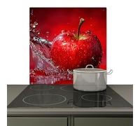 KitchenYeah© Splashback for kitchen 78x78 cm Back Splashes Kitchens Splash Guard Decor, Ceramic hob covers Apple - Water - Red