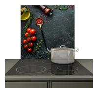 KitchenYeah© Splashback for kitchen 78x78 cm Splash Splatter Guard Backsplash Decor, Induction hob protector Still life - Herbs - Italian - Spices