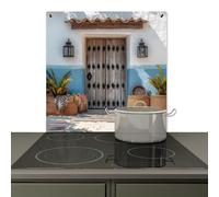 KitchenYeah© Splashback for kitchen 78x78 cm Wall Decor Panels Cooker Backsplash, Induction hob protector mat Door - Baskets - Plants