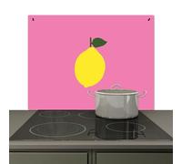 KitchenYeah© Splashback for kitchen 80x52 cm Splash Splatter Guard Backsplash Decor, Induction hob protector Lemon - Yellow - Fresh