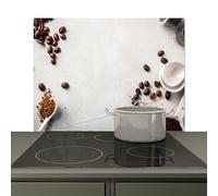 KitchenYeah© Splashback for kitchen 81x52 cm Back Splashes Kitchens Splash Guard Decor, Ceramic hob covers Coffee - Coffee beans - White