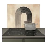 KitchenYeah© Splashback for kitchen 81x52 cm Splash Splatter Guard Backsplash Decor, Induction hob protector Bow - Stripes - Minimalist - Black