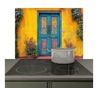 KitchenYeah© Splashback for kitchen 81x52 cm Splash Splatter Guard Splashbacks Walls, Induction hob cover Doors - Colorful - Plants