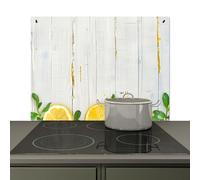 KitchenYeah© Splashback for kitchen 81x52 cm Wall Decor Panels Cooker Backsplash, Induction hob protector mat White - Wood - Lemon - Yellow