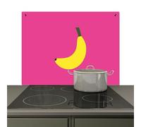 KitchenYeah© Splashback for kitchen 81x52 cm Wall Decor Panels Cooker Backsplash, Induction hob protector mat Banana - Yellow - Fruit