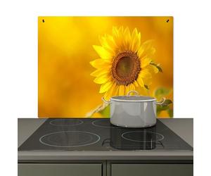 KitchenYeah© Splashback for kitchen 81x52 cm Wall Decor Panels Cooker Backsplash, Induction hob protector mat Sunflower - Flower - Yellow